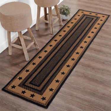Farmhouse Jute Braided Rug/Runner Rect. Stencil Stars with Rug Pad 2'x8' VHC Brands - The Fox Decor